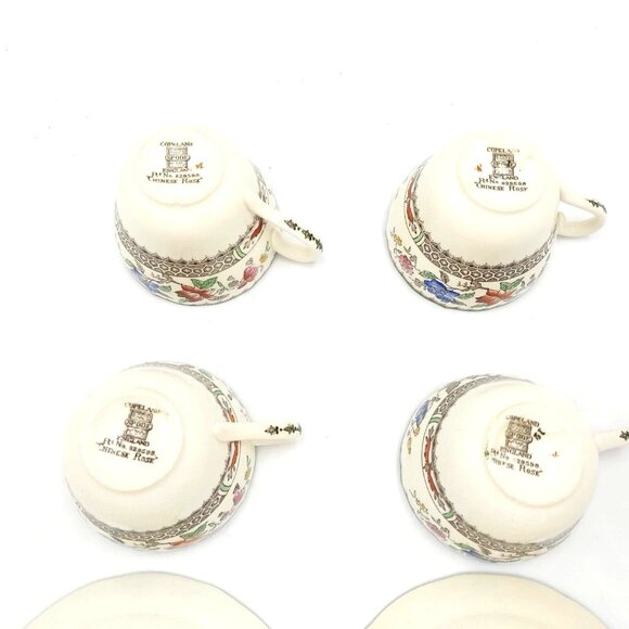 Set of 4 Spode Copeland "Chinese Rose" Teacups & Saucers Vtg England - Picture 6 of 16